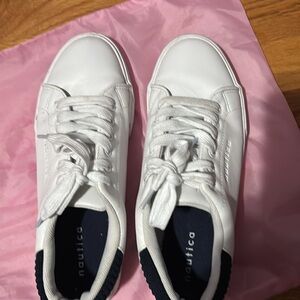 Nautica White and Blue Low-Top Sneakers 8.5 womans